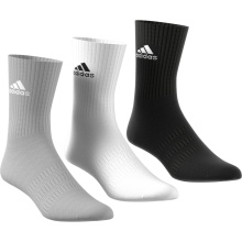 adidas Sportsocken Crew Cushion (Fußgewölbeunterstützung, durchgehend gepolstert) grau/weiss/schwarz - 3 Paar